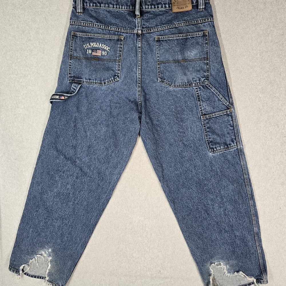 VINTAGE U.S. Polo Assn. Men Jeans 38X32 Blue Denim Y2K Baggy Skater Carpenter